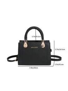 百搭ins女童手提包新款時尚小方包14-16歲兒童單肩包質感復古斜背包 - 黑色 - 查看 6