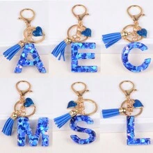 Boho 1pc Tassel Heart Initial Keychain, Glitter Love Key Chain For Purse/Backpack/Car Key, Charm Earphone Case Accessory, Valentine's Day For Women/Girls/Female Car Accessories Bag Charm Backpack For School Cute Goth Y2k Halloween Accessories Teachers Day Christmas Gift Ideas Bag Accessories Lanyards With Id Holder Car Accessories Bag Charms