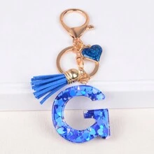 Boho 1pc Tassel Heart Initial Keychain, Glitter Love Key Chain For Purse/Backpack/Car Key, Charm Earphone Case Accessory, Valentine's Day For Women/Girls/Female Car Accessories Bag Charm Backpack For School Cute Goth Y2k Halloween Accessories Teachers Day Christmas Gift Ideas Bag Accessories Lanyards With Id Holder Car Accessories Bag Charms