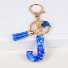 Boho 1pc Tassel Heart Initial Keychain, Glitter Love Key Chain For Purse/Backpack/Car Key, Charm Earphone Case Accessory, Valentine's Day For Women/Girls/Female Car Accessories Bag Charm Backpack For School Cute Goth Y2k Halloween Accessories Teachers Day Christmas Gift Ideas Bag Accessories Lanyards With Id Holder Car Accessories Bag Charms
