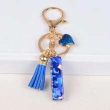 Boho 1pc Tassel Heart Initial Keychain, Glitter Love Key Chain For Purse/Backpack/Car Key, Charm Earphone Case Accessory, Valentine's Day For Women/Girls/Female Car Accessories Bag Charm Backpack For School Cute Goth Y2k Halloween Accessories Teachers Day Christmas Gift Ideas Bag Accessories Lanyards With Id Holder Car Accessories Bag Charms