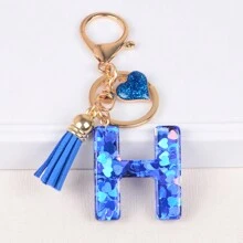 Boho 1pc Tassel Heart Initial Keychain, Glitter Love Key Chain For Purse/Backpack/Car Key, Charm Earphone Case Accessory, Valentine's Day For Women/Girls/Female Car Accessories Bag Charm Backpack For School Cute Goth Y2k Halloween Accessories Teachers Day Christmas Gift Ideas Bag Accessories Lanyards With Id Holder Car Accessories Bag Charms