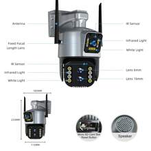 Wistino Fhd 4k 8mp Cctv Wifi Ip攝影機戶外防水ptz三鏡頭雙屏10倍光學變焦運動檢測彩色 - 灰色 - 查看 9
