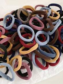 100个/包 女士纯色弹力发圈，不伤发，适合扎马尾辫，成人配饰 - 彩色 - 查看 5