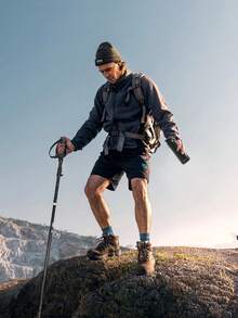 1pc Outdoor Hiking Pole With Four Replacement Tips, Foldable, Ultralight Aluminum Alloy, High Manganese Steel & Tungsten Steel For High Strength Anti-slip Use - Black - View 1