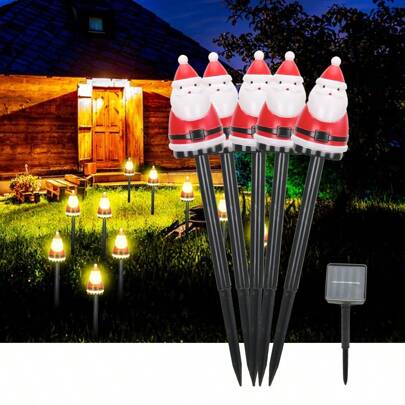 1pc Solar Powered Stylish Santa Claus Shaped Lawn Lamp, Ideal For Festivals, Home Decor, Xmas Gift, Garden, Outdoor Garden Lighting For Pathway, Yard, Patio