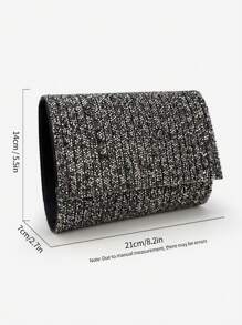 闪亮水钻装饰晚装手拿包，奢华闪亮水晶女士手提包，适合派对、婚礼、晚会、时尚高端信封钱包单肩包 - 黑色 - 查看 11