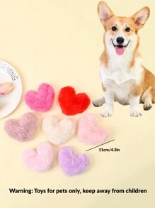 1pc Random Heart Shaped Plush Toy, Chew Toy For Dogs - Multicolor - View 3