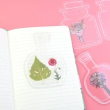 Motarro* Motarro 4 款玻璃瓶形狀貼紙剪貼簿藝術 Diy 工藝品透明乾燥花書籤裝飾 - 白色 - 查看 4