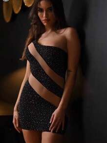 Vestido Sensual para balada com Strass e Brilhantes