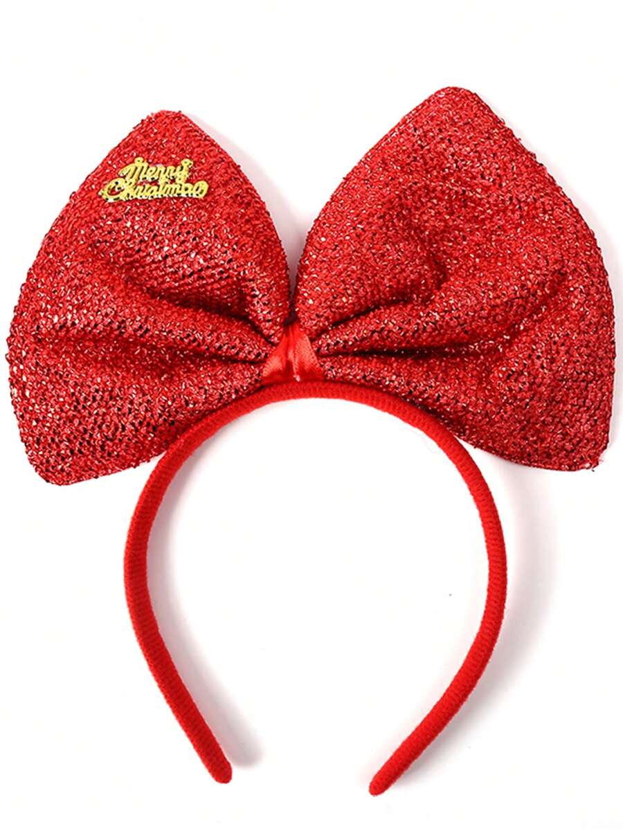1个创意超大号7.5英寸蝴蝶发箍，独特设计，男女皆宜，红色圣诞头饰，适合派对和节日佩戴