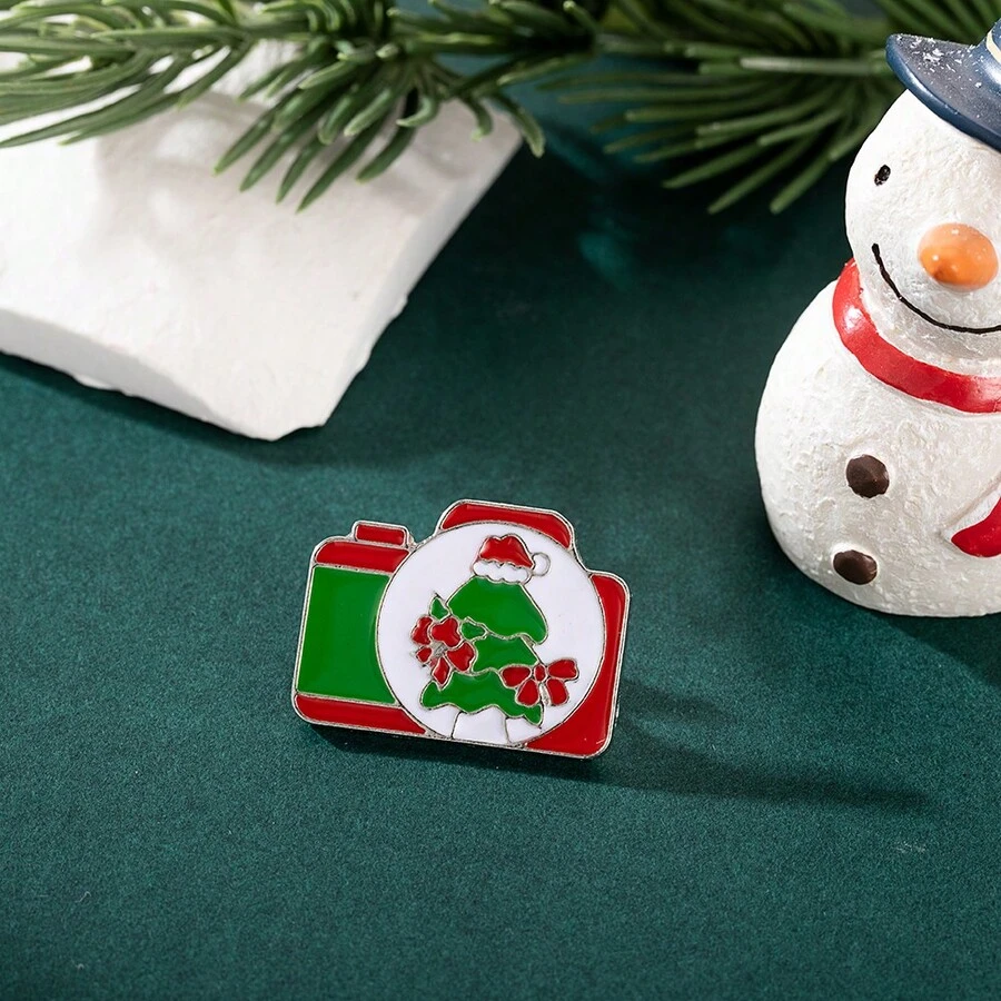 原創卡通聖誕麋鹿、時鐘、靴子、雪花形狀的鋅合金徽章配飾,西式風格聖誕胸針