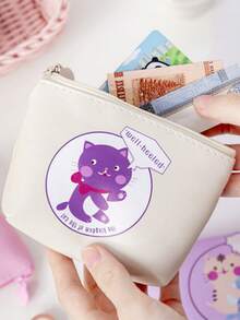 1入組女性可愛卡通貓耳頭戴式耳機手提包,可用作衛生巾包裹 - 米色 - 查看 3