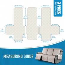 1/2/3 Seat Waterproof Recliner Sofa Cover, Non Slip Recliner Chair Covers, Washable Reclining Couch Cover Outdoor Cushion Covers Garden Furniture Protector With Elastic Straps Pocket For Pets, Cats, Dogs Cream - 奶油 - 查看 11