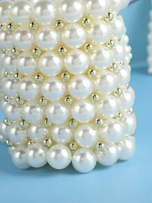 Lady Với Nguyên chất Tay Giường đôi Của Kim cương giả Retro Gấp lại Tay Vàng Của phụ nữ Bữa tối Cái túi Châu Âu và Hoa Kỳ Retro Nghiêng Cái túi Hollowed Out giác quan Cái túi Túi đám tiệc Xuyên biên giới Mới Ngọc trai Giả Sọc Bữa tối Cái túi Phong cách châu Âu Thời trang Vai Cái túi - Màu be - Xem 4