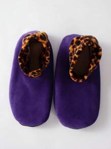 1 đôi tất ngắn họa tiết da báo dành cho nữ có lớp lót giữ nhiệt, dày, ấm, chống trượt, mềm mại, phù hợp cho mùa đông - Nhiều màu - Xem 1