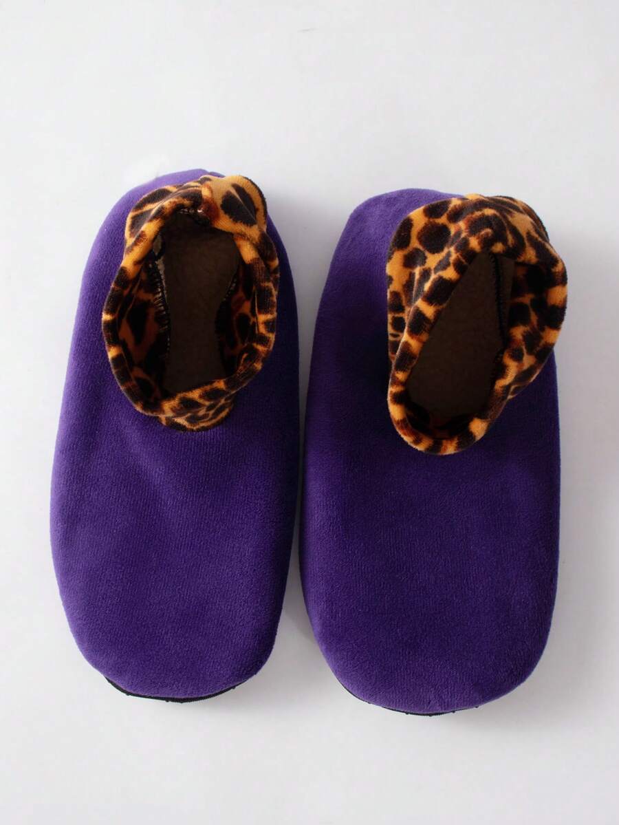 1 đôi tất ngắn họa tiết da báo dành cho nữ có lớp lót giữ nhiệt, dày, ấm, chống trượt, mềm mại, phù hợp cho mùa đông - Nhiều màu - Xem 1