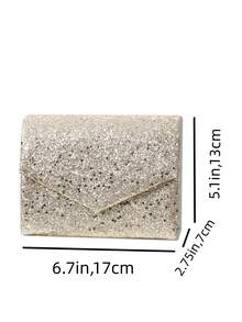 2023年新款歐美風格閃亮晚宴包,適用於女士禮服,年度會議手拿包帶肩帶 - 白色 - 查看 3