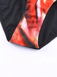 女士性感露背泳衣连体泳衣拼色运动泳衣适合夏季海滩 - 紅色 - 查看 8