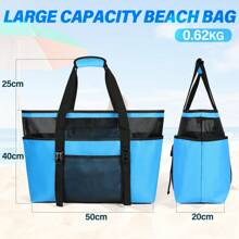 Beach Bag XXL Family With Zip Swimming Bag Women's Large Lightweight Mesh Beach Bag Waterproof Foldable Shoulder Bags For Beach Travel Picnic - Blue - View 2
