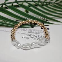 Cross-Border Wholesale High Volume Of Natural Asymmetrical Strong Light Pearl Half Bangle Personalized Vintage Niche Bracelet - Gold - View 5