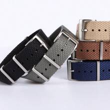 20mm 22mm方扣復古尼龍織帶 - 黑色 - 查看 3