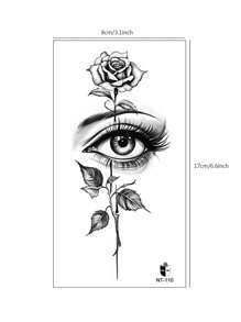 6 cái Đen Mắt , Hoa , Mẫu hành tinh Hình xăm tạm thời Hình dán Đối với Cổ tay , Ngực , Bụng , Trở lại , Cơ thể - màu đen - Xem 9