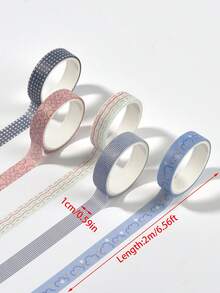 5 Rolls Of Notebook & Paper Washi Tape For Photo Album, Notebooks, Daily Planner Decorative Border Sticker - Multicolor - View 3