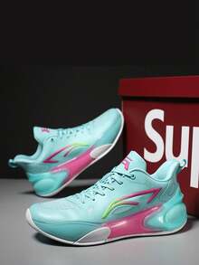 Mới Thời trang Vợ chồng Giày bóng rổ Với Chống trượt & Giảm xóc Tính năng Đối với Nam Cạnh tranh Thể thao , Đế cao su , Trắng - Màu xanh Bạc hà - Xem 3