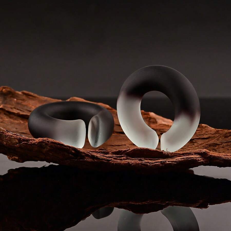 2入組6-10mm新款身體穿刺耳環珠寶,圓形白色粉紅色玻璃耳塞隧道擴張器,男女適用