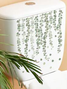 1張新鮮植物馬桶座貼紙-浴室美化裝飾貼紙-浴室花卉可拆卸壁貼 - 彩色 - 查看 2