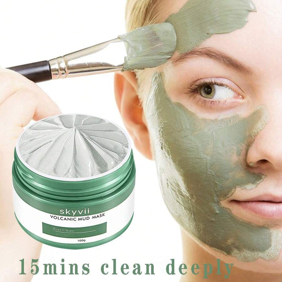 Máscara De Lodo Volcánico, Limpiador Profundo, Refinamiento De Poros, Hidratación, Máscara Facial Para Untar - Verde militar - Ver 1