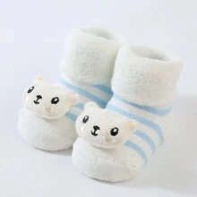 3雙/組卡通地板圖案嬰兒襪子,玩具細節3d兒童襪子 - 藍色 - 查看 7