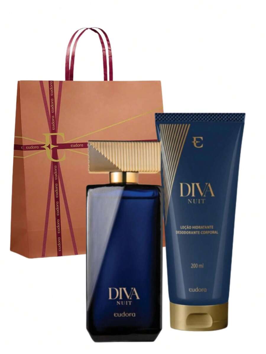 Presente Feminino Eudora : Diva Nuit: Desodorante Colônia 100ml + Loção Corporal 200ml - Azul Marinho - Visão 1