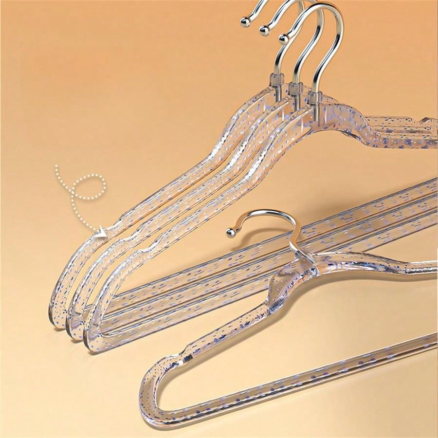 10pcs/set Luxury Acrylic Hangers Transparent Glittering, Gold Powder