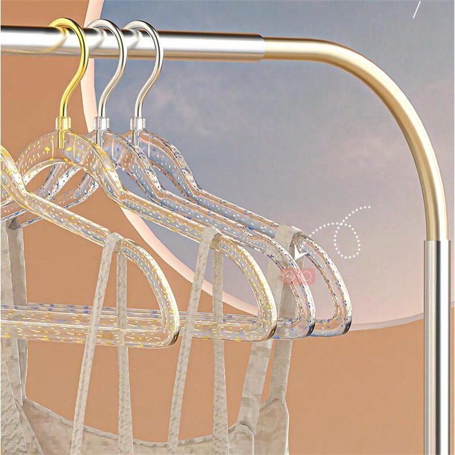 10pcs/set Luxury Acrylic Hangers Transparent Glittering, Gold Powder