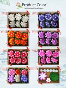 6 Pezzi Fiori Galleggianti A Loto E Ninfea A Led Impermeabili Per Decorazione Piscina, Lampada Notturna A Colori Cambiante, Può Essere Usato Per La Decorazione Di Desideri, Fiumi O Piscine