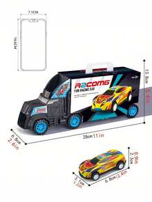 1 件蓝色可折叠发射卡车玩具，带 6 辆车，惯性驱动合金玩具，可作为儿童生日、圣诞节、万圣节派对礼物 - 藍色 - 查看 4