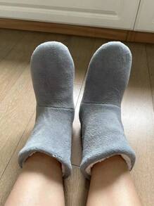 Winter Plush Floor-high Anti-slip Indoor Shoes Adult Men's And Women's Postpartum Warm Moon Socks Shoes - Light Grey - View 4