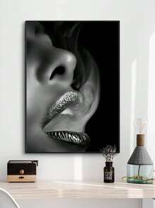 1pc Modern Black Lips Canvas Wall Art - Fashionable And Eye-Catching Wall Decor For Living Room, Bathroom, And Bedroom - Perfect Home Decor With No Frame - Multicolor - View 3