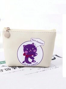 1入組女性可愛卡通貓耳頭戴式耳機手提包,可用作衛生巾包裹 - 米色 - 查看 2