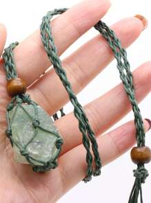 1條自然原石項鍊網袋編織繩鍊女式珠寶禮物2-3厘米