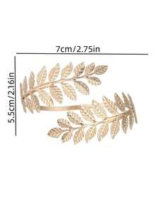 1頭花嫁葉子髮箍,金色葉片頭飾髮飾,皇冠頭箍 - 金色 - 查看 3