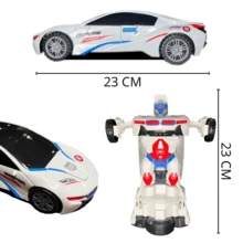 Carro Vira Robo Som Luz Carrinho Bmw Brinquedo Menino Pilha - Amarelo - Visão 4