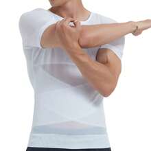 Fajas De Manga Corta Con Corsé Invisible Para Hombre - Blanco - Ver 6