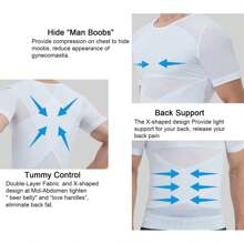 Fajas De Manga Corta Con Corsé Invisible Para Hombre - Blanco - Ver 5