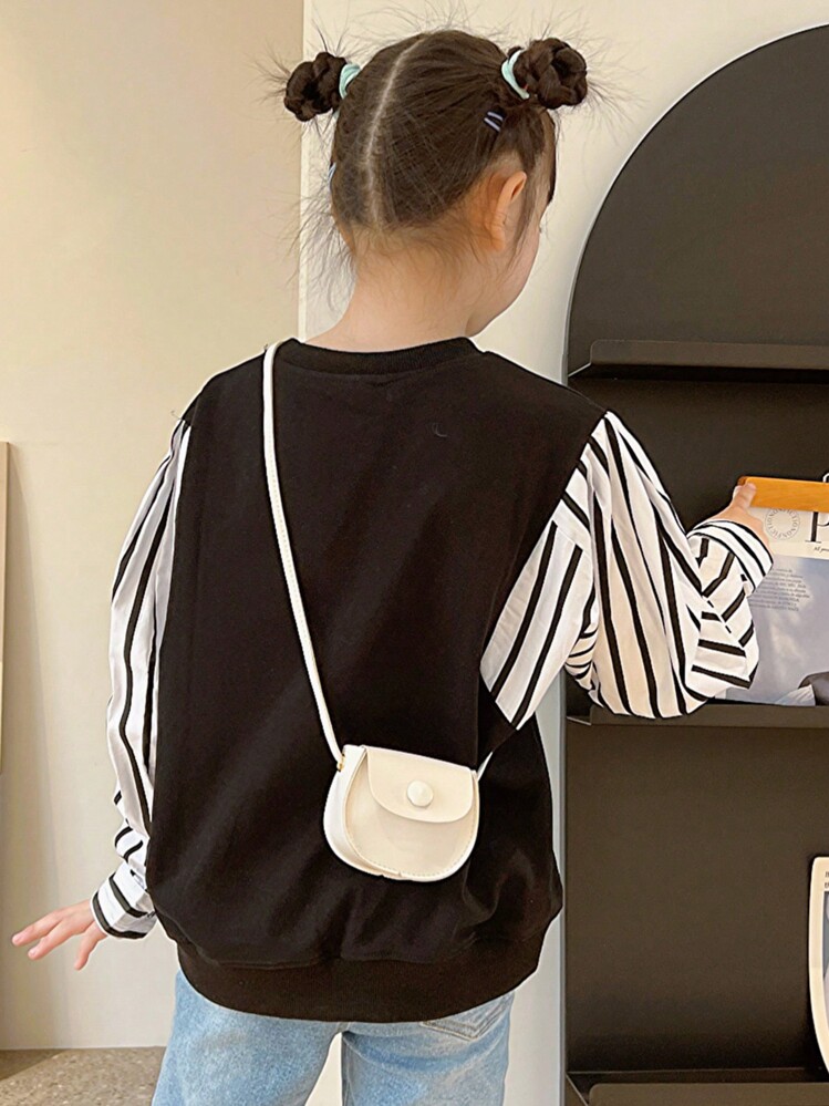 Children's Flip Cover Solid Color Pu Fashion Mini Shoulder Bag - White - View 1