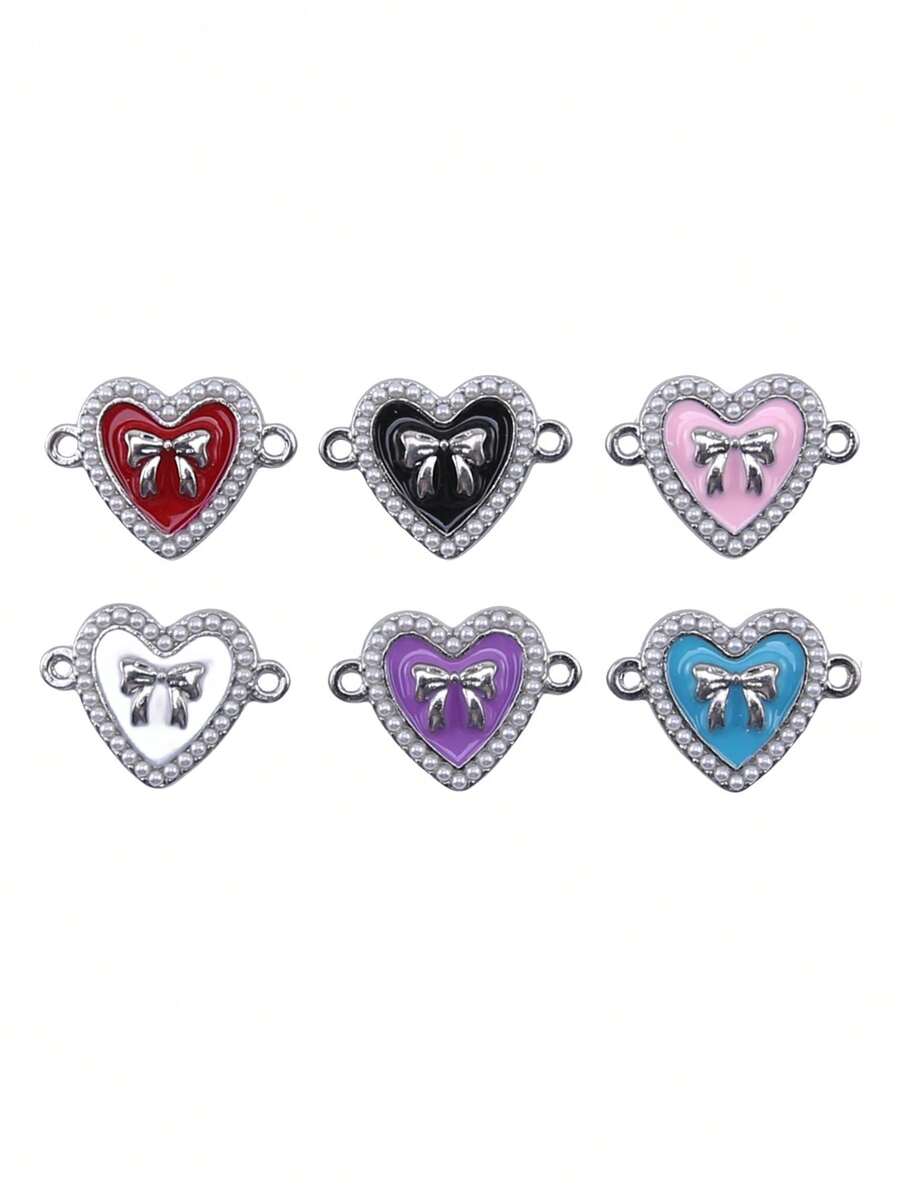 6pcs Alloy Rhinestone & Faux Pearl Decor Double Loop Pendant Set For Diy Necklace & Bracelet Making - Multicolor - View 1