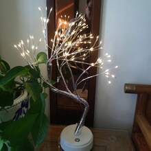 Led暖白色螢火蟲造型桌燈,電池和usb雙重用途,約45cm高,108顆珠子,可調節樹枝,室內照明裝飾用於房間 - 白色 - 查看 4