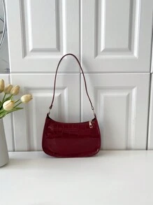 Bolso de hombro minimalista, bolso burdeos, bolso y bolsa ideal de regalo de Año Nuevo, bolso burdeos de moda